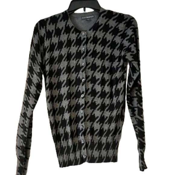 Covington Gray & Black Houndstooth Cardigan - Small - Picture 1 of 5